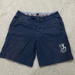 Ralph Lauren blue embroidered NY baseball distressed shorts size 34